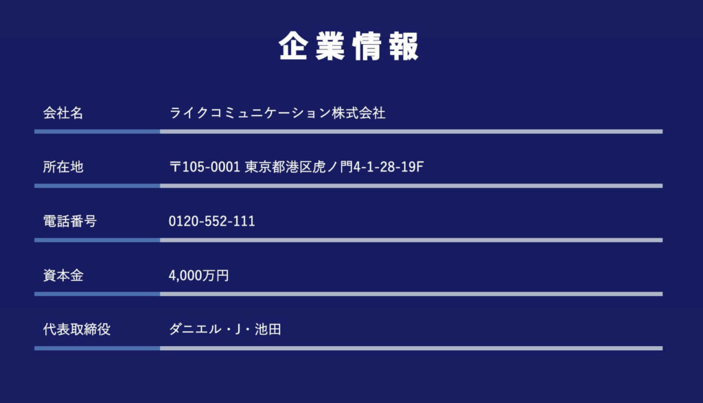 ライクの運営会社のサイト画像