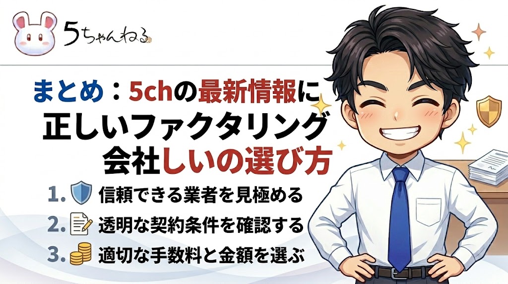 まとめ：5chの最新情報に振り回されない、正しいファクタリング会社の選び方