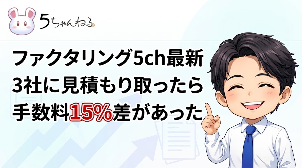 ファクタリング5ch最新！3社に見積もり取ったら手数料15%差があった