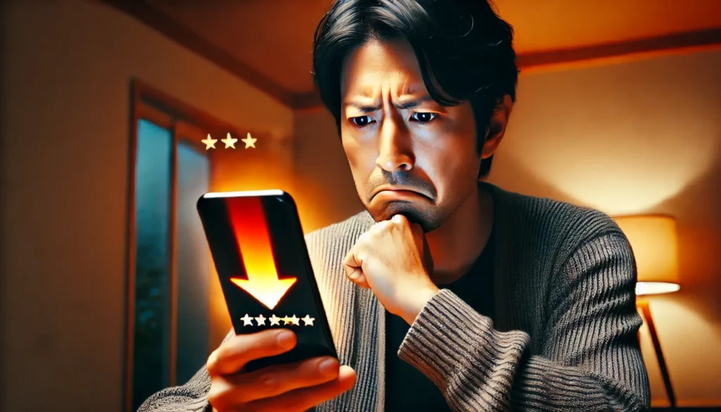 バイオンの5chの悪い口コミを見て残念がる男性