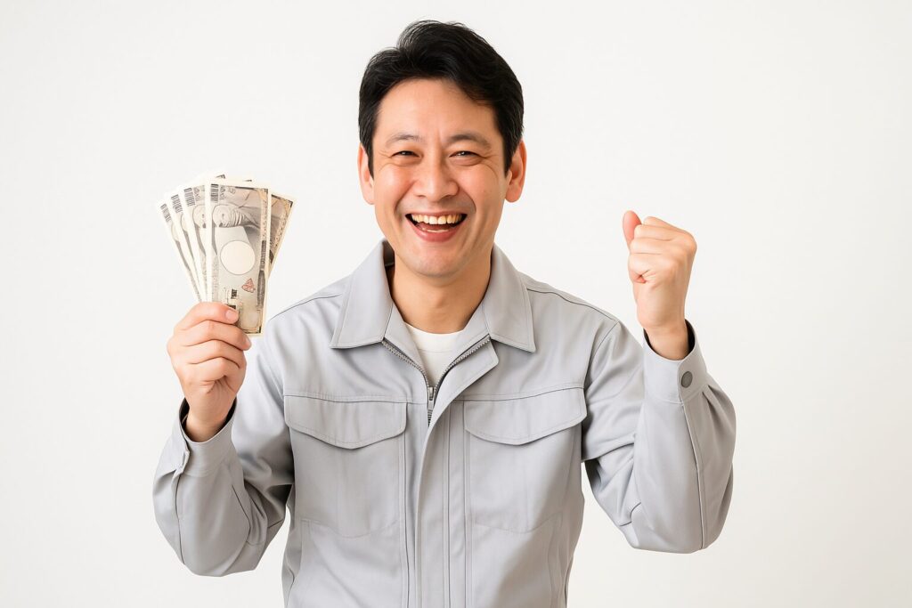 JBLのファクタリングで資金調達できて喜ぶ男性