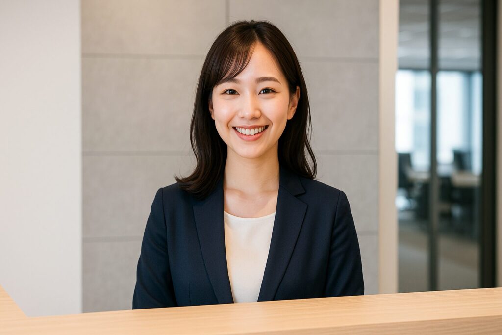 JTCのファクタリングのよくある質問に回答する女性