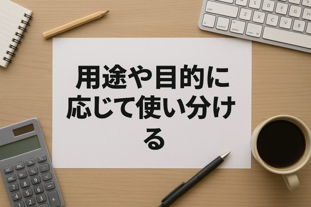 用途や目的に応じて使い分ける