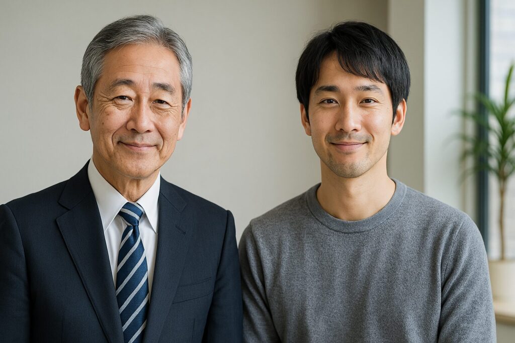 支払い.comを利用する法人と個人事業主の男性2人