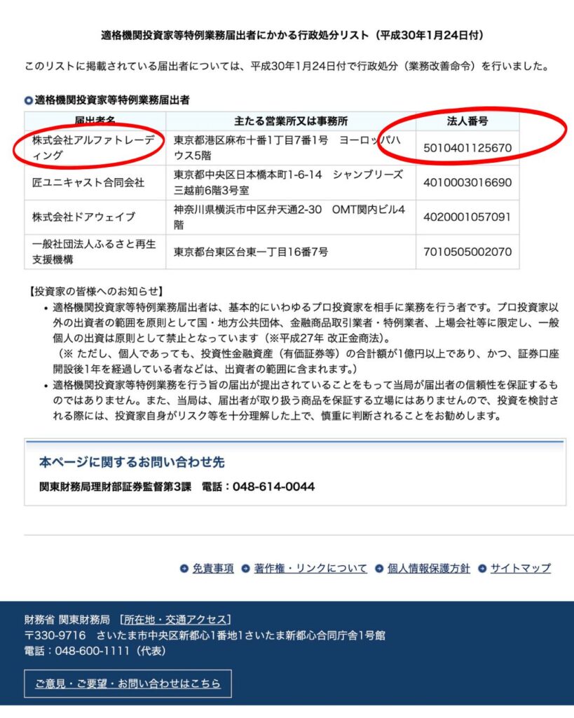財務省関東財務局よりGCMトレーディング(旧社名:株式会社アルファトレーディング)が行政処分を受けた画像2