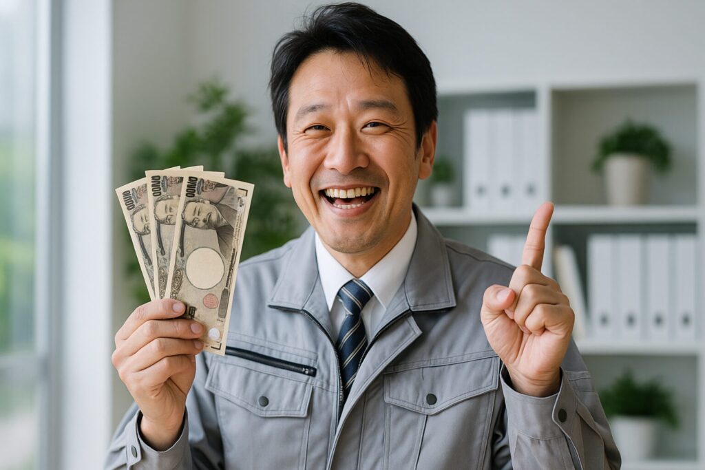 ファクタリングで資金調達できて喜ぶ男性
