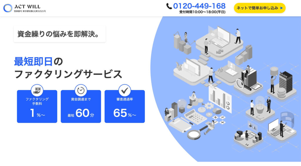 アクトウィルのファクタリングのサイト