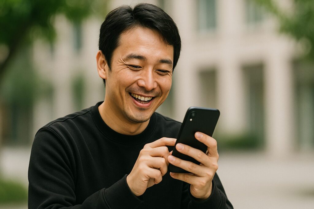 「Chatwork 先払い」の5chの口コミを見る男性