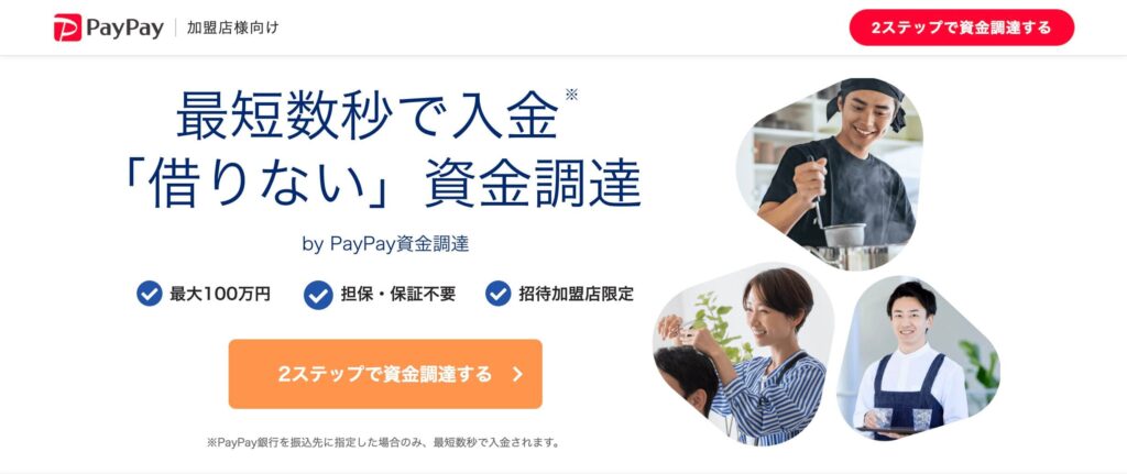 PayPay資金調達のサイト