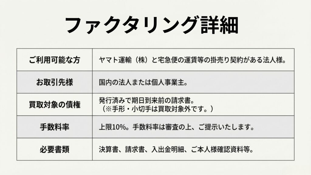 クロネコ早払いのファクタリング詳細