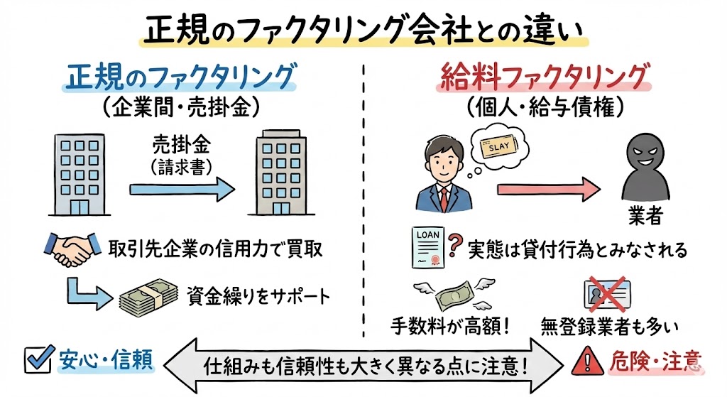 正規のファクタリング会社との違い