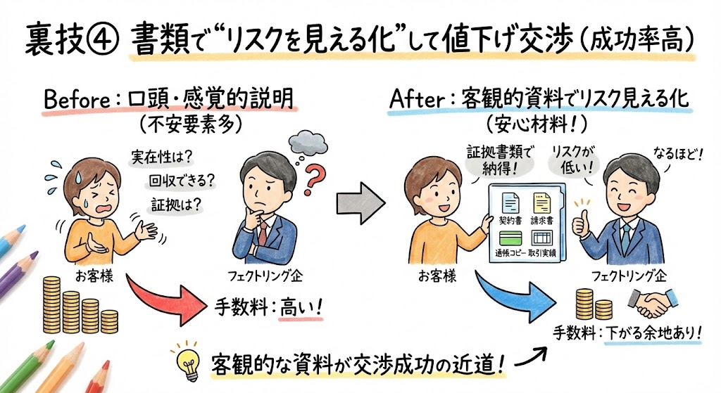 裏技④ 書類で“リスクを見える化”して値下げ交渉（成功率高）
