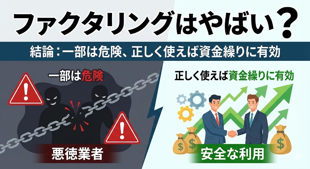 ファクタリングはやばい？結論：一部は危険、正しく使えば資金繰りに有効