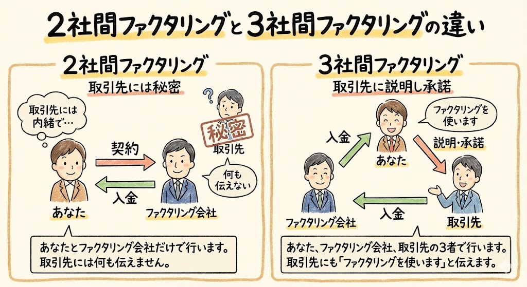 2社間ファクタリングと3社間ファクタリングの違い