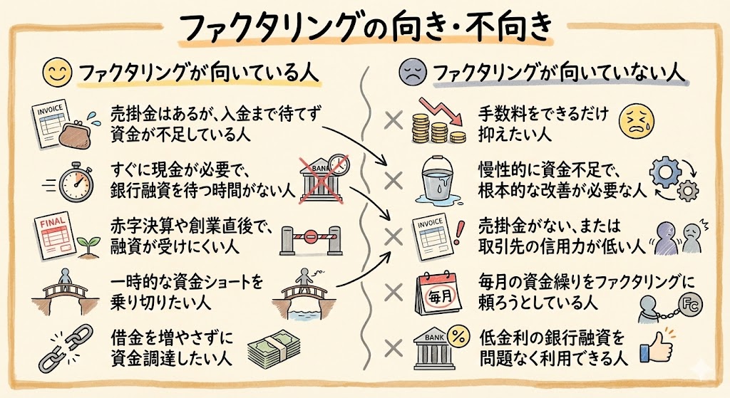 ファクタリングが向いている人・向いていない人