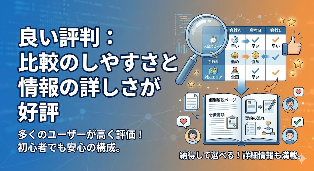 ファクタリング情報館の良い評判：比較のしやすさと情報の詳しさが好評