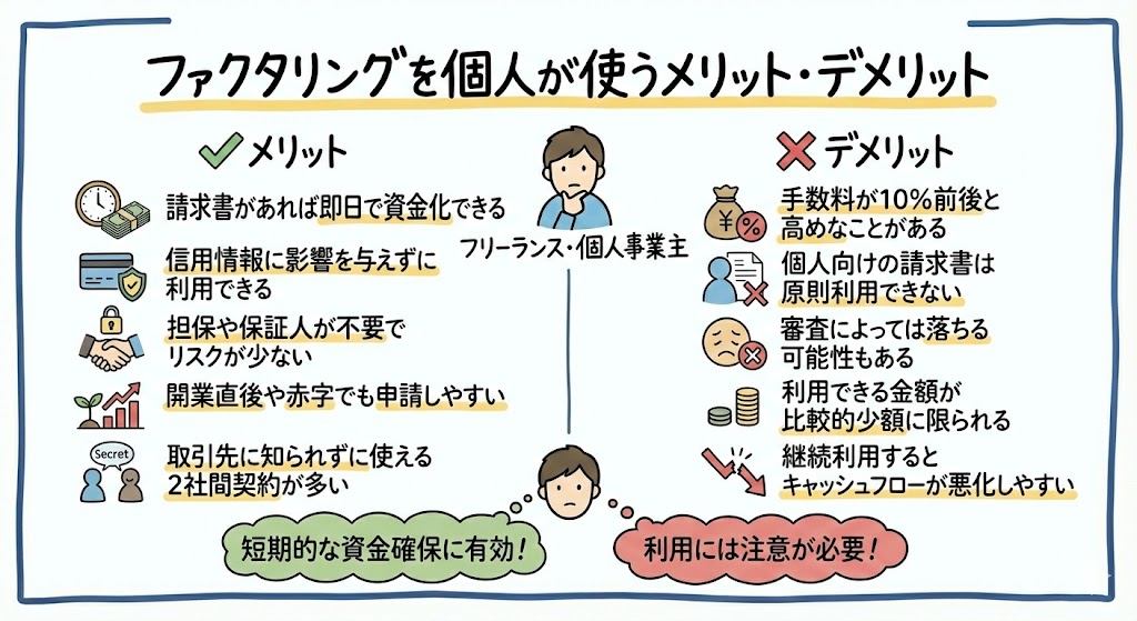 ファクタリングを個人が使うメリット・デメリット