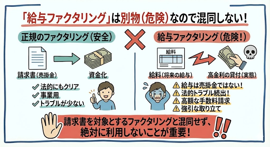 「給与ファクタリング」は別物(危険)なので混同しない