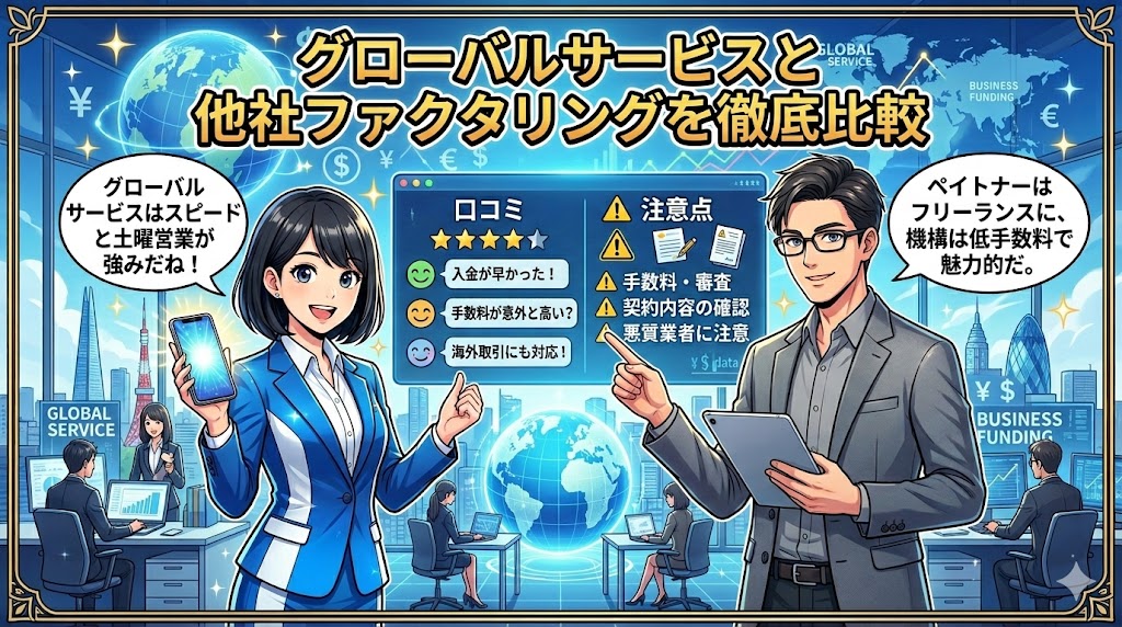 グローバルサービスと他社ファクタリングを徹底比較