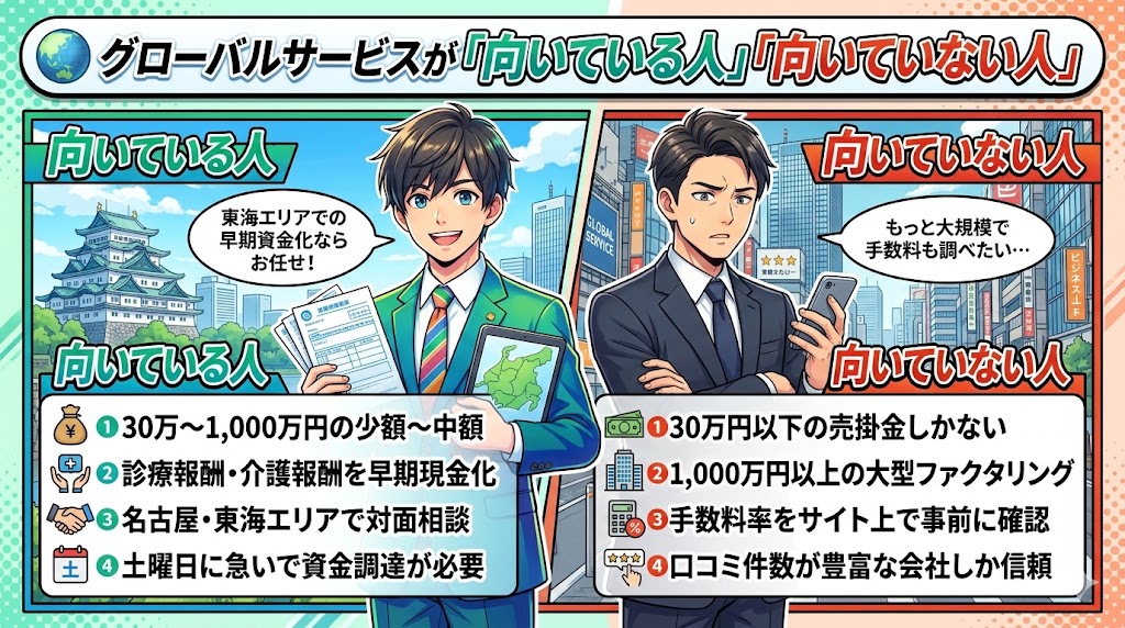 グローバルサービスが「向いている人」「向いていない人」