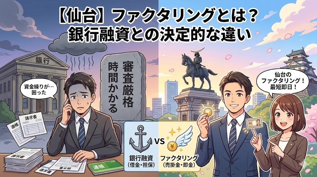 仙台のファクタリングとは？銀行融資との決定的な違い