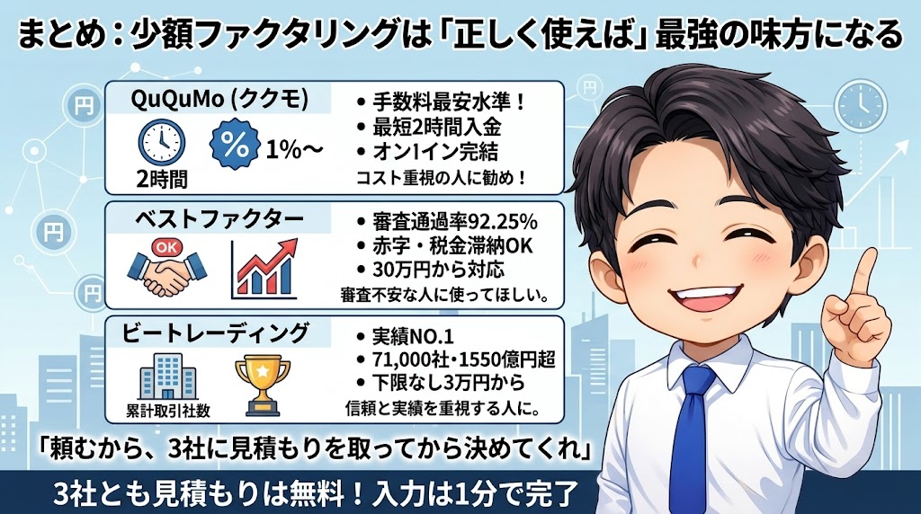 まとめ：少額ファクタリングは「正しく使えば」最強の味方になる