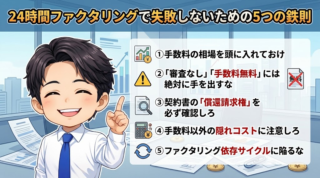 24時間ファクタリングで失敗しないための5つの鉄則