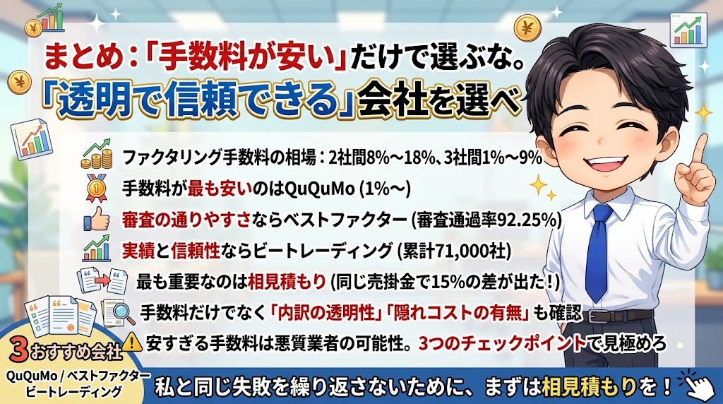 まとめ:「手数料が安い」だけで選ぶな。「透明で信頼できる」会社を選べ