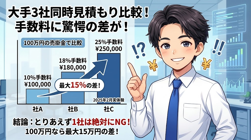 大手ファクタリング3社を同時見積もりで比較した結果