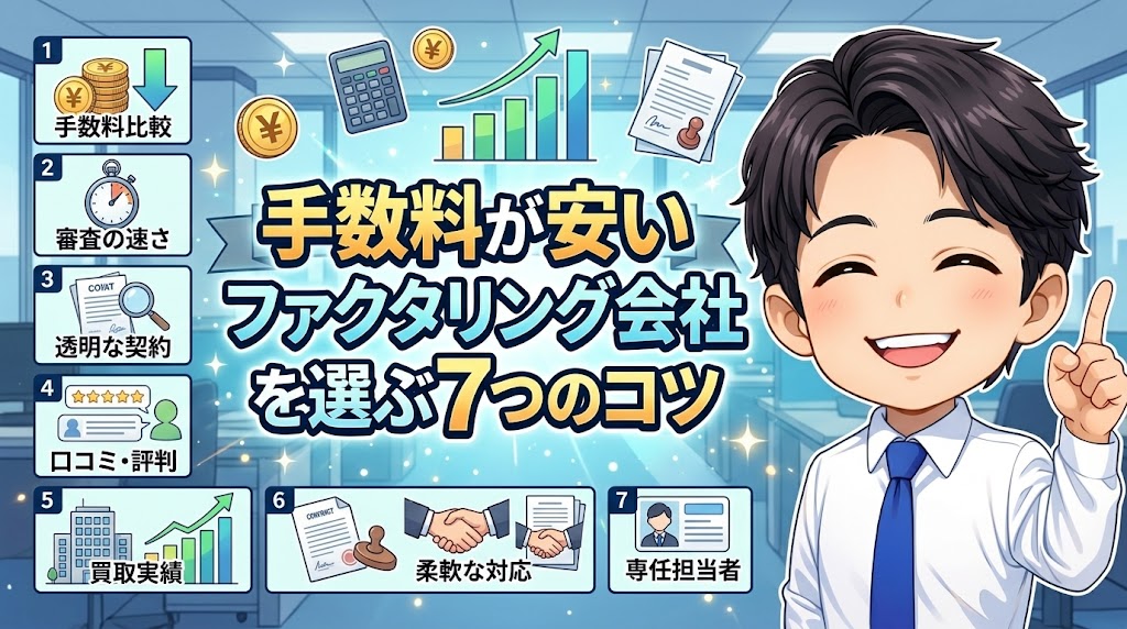 手数料が安いファクタリング会社を選ぶ7つのコツ