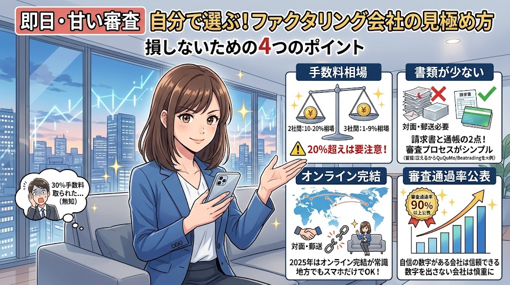 即日審査で審査が甘いファクタリング会社の選び方