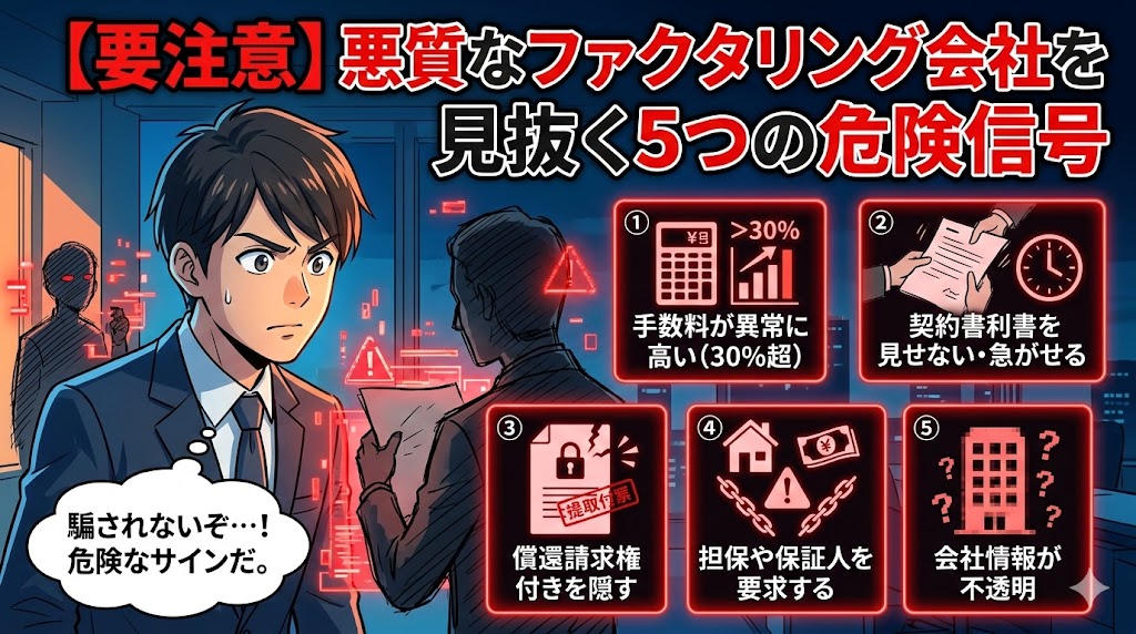 【要注意】悪質なファクタリング会社を見抜く5つの危険信号