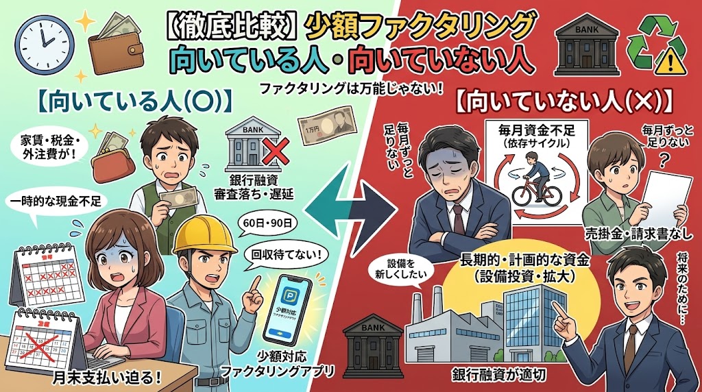 少額ファクタリングが向いている人・向いていない人