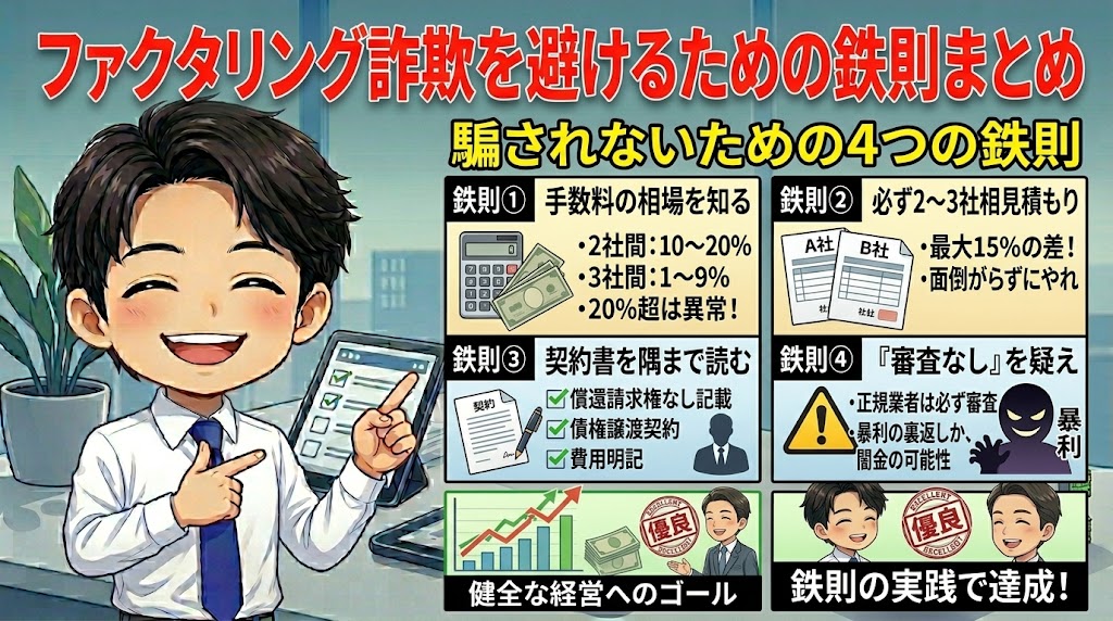 ファクタリング詐欺を避けるための鉄則まとめ