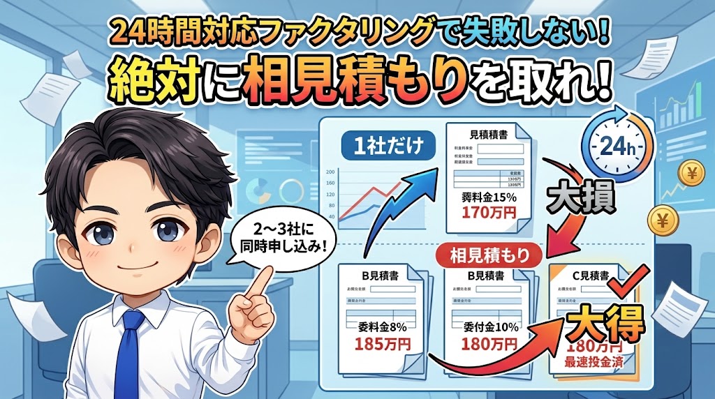 24時間対応のファクタリングで失敗しないなら、相見積もりは必須だ