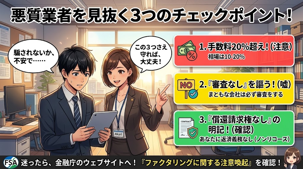 悪質業者を避けるための3つのチェックポイント