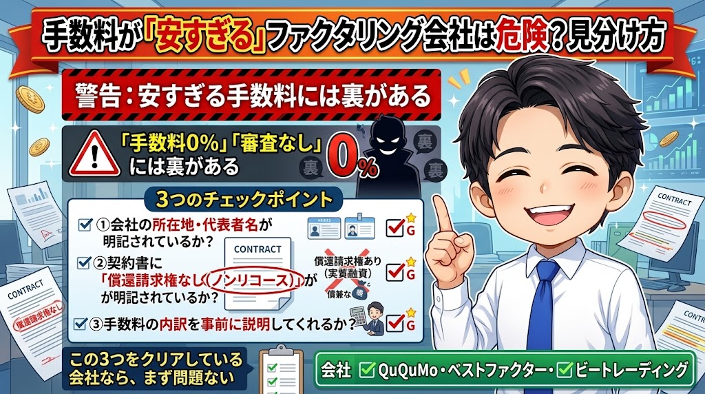 手数料が「安すぎる」ファクタリング会社は危険?見分け方