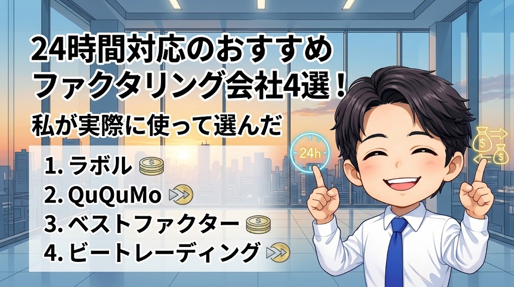 24時間対応のおすすめファクタリング会社4選！私が実際に使って選んだ