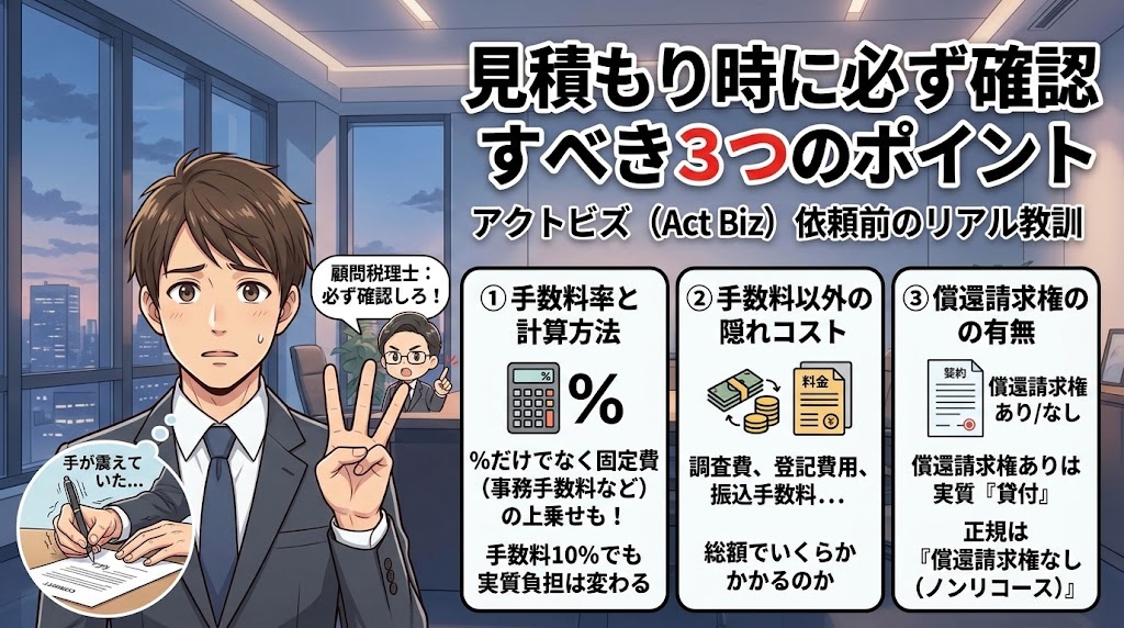 アクトビズの見積もり時に必ず確認すべき3つのポイント