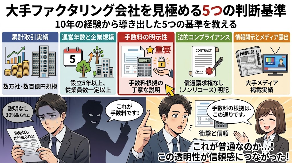 大手ファクタリング会社を見極める5つの判断基準