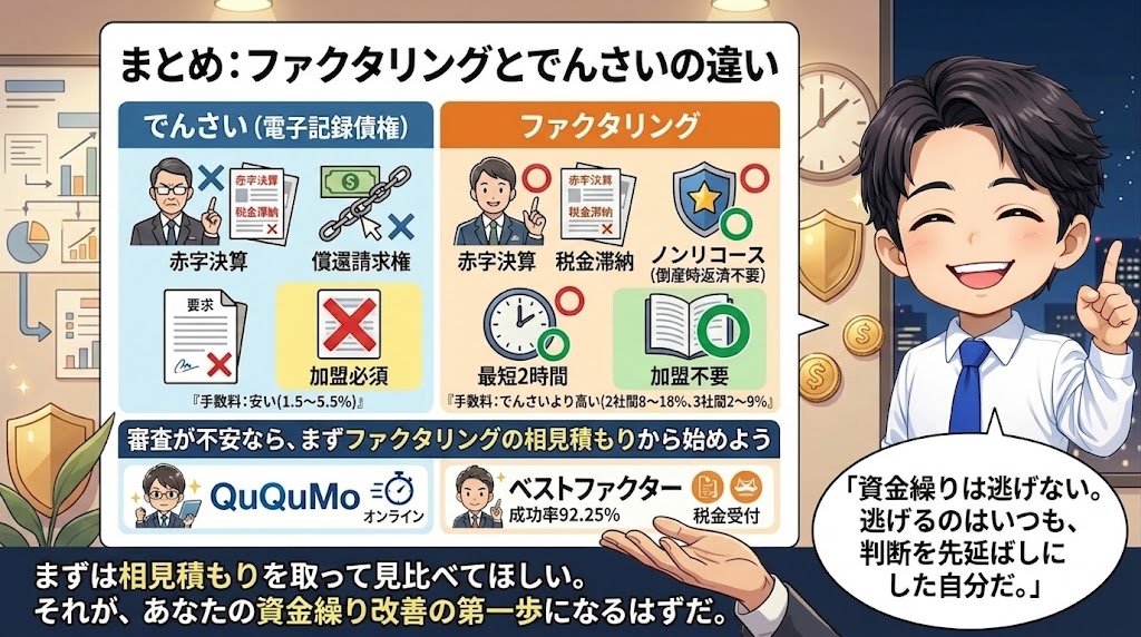 まとめ：ファクタリングとでんさいの違い