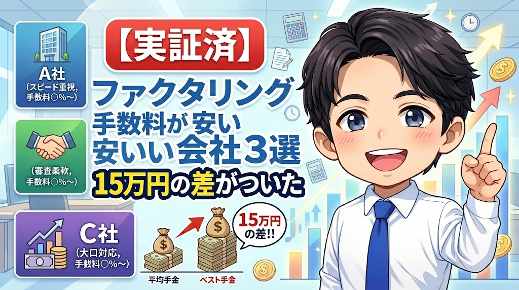 【実証済】ファクタリング手数料が安い会社3選｜15万円の差がついた
