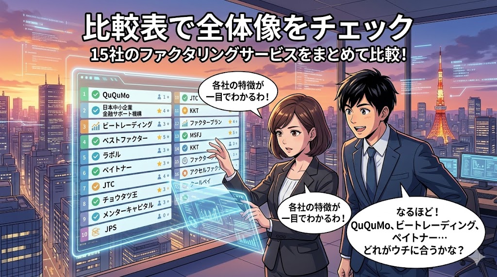 東京のファクタリング比較表で全体像をチェック