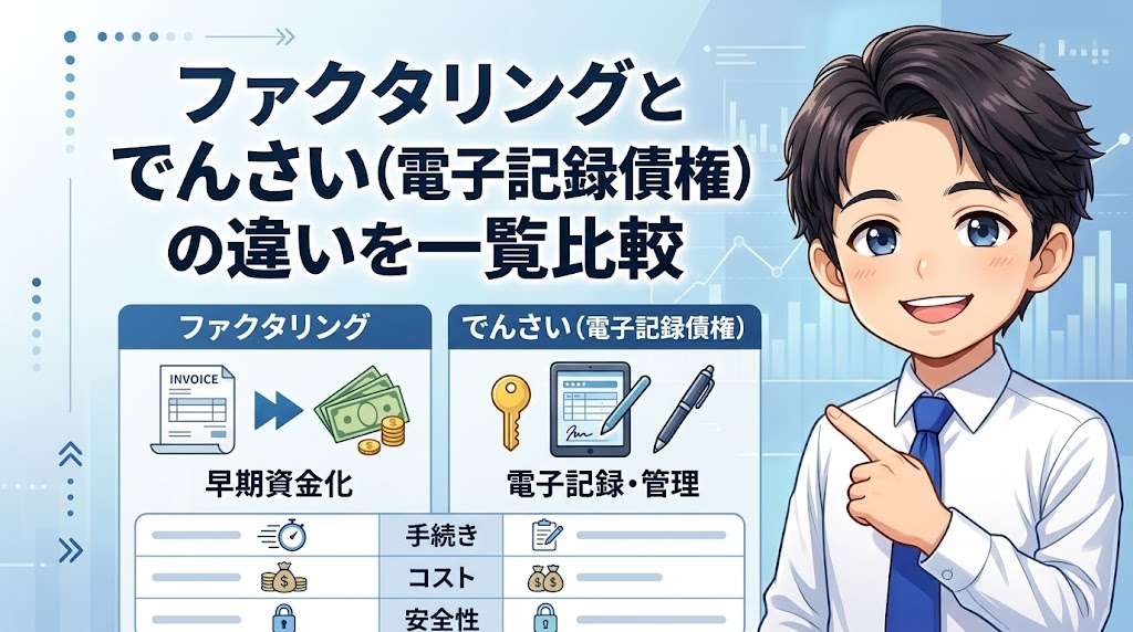 ファクタリングとでんさい（電子記録債権）の違いを一覧比較