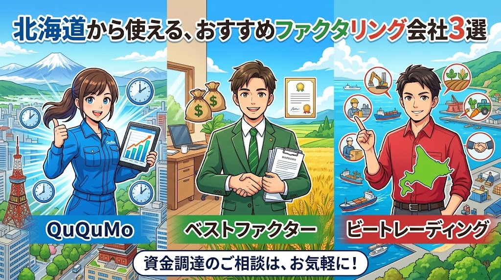 北海道から使える、おすすめファクタリング会社3選