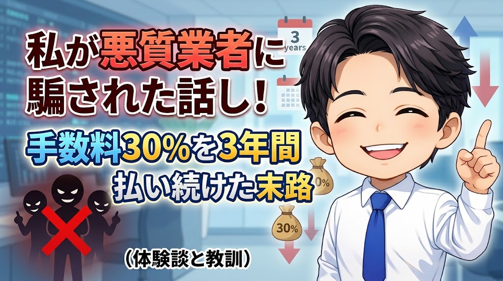 私が悪質業者に騙された話し！手数料30%を3年間払い続けた末路
