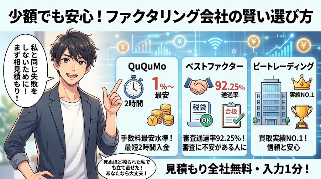 少額でも安心のファクタリング会社を選ぶために！まず相見積もりを取れ