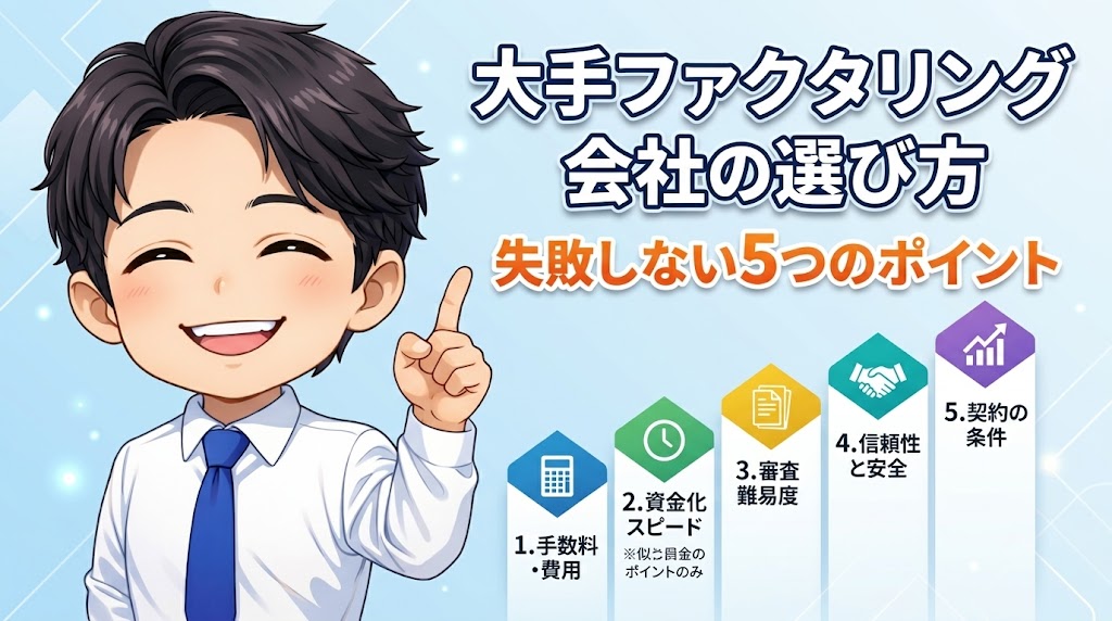 大手ファクタリング会社の選び方・失敗しない5つのポイント