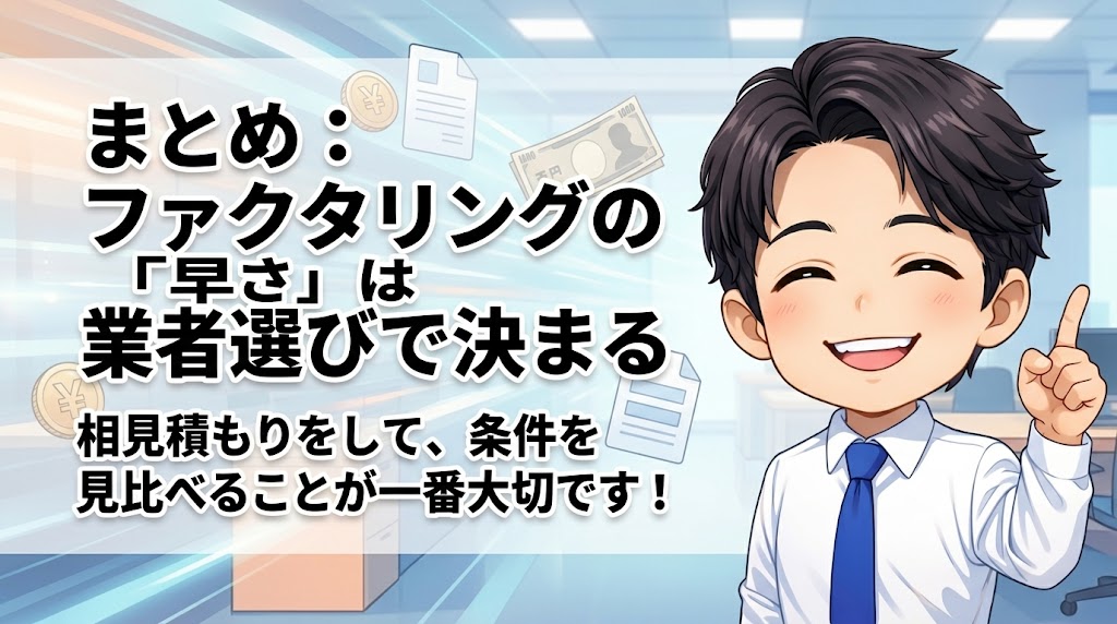 まとめ：ファクタリングの「早さ」は業者選びで決まる