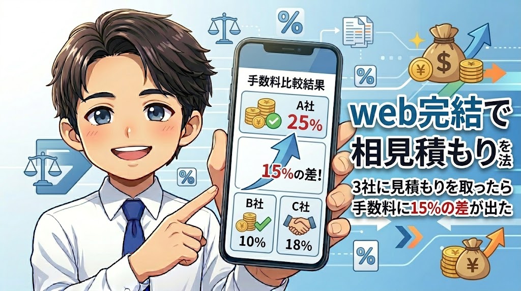 web完結で相見積もりを取る方法｜3社に見積もりを取ったら手数料に15%の差が出た